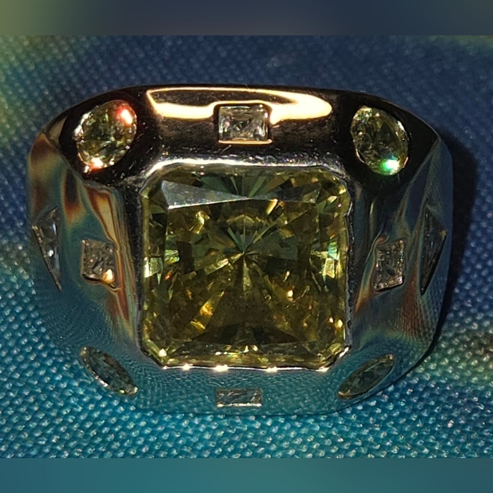 Gorgeous Unisex Citrine .925 Sterling Silver Ring Size 5.75 Excellent 11.7g